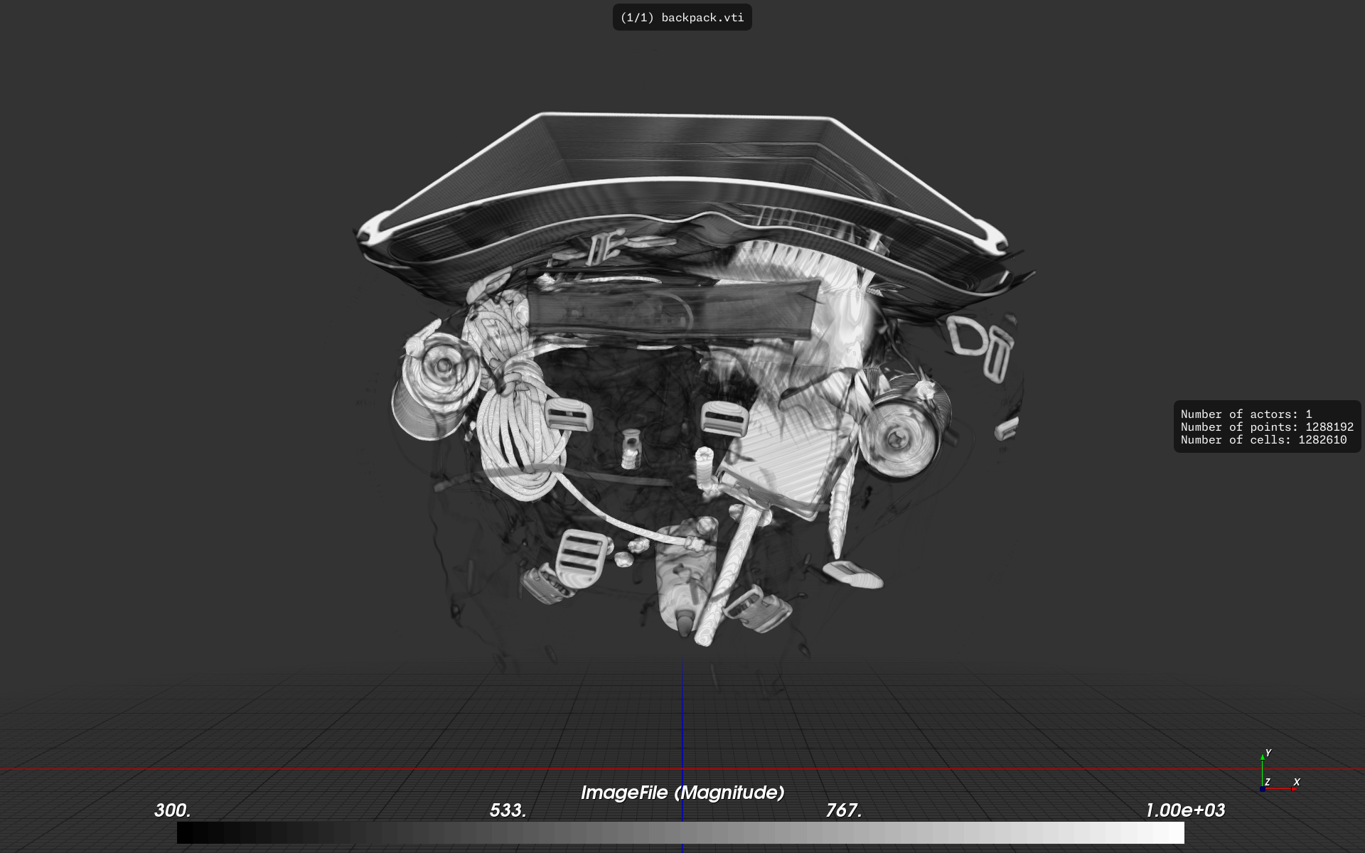 Volume rendering of a security bag scan
